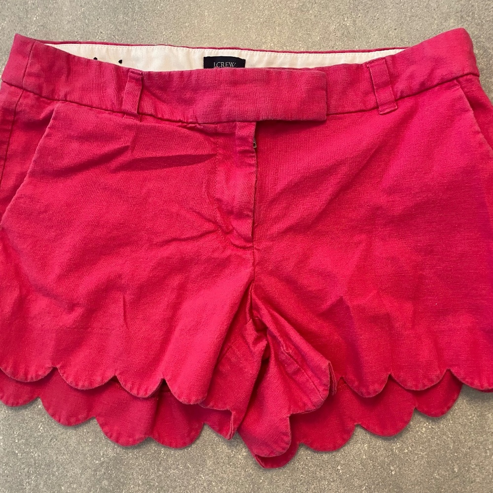 j Crew Linen/cotton Scalloped Shorts - pink size 4